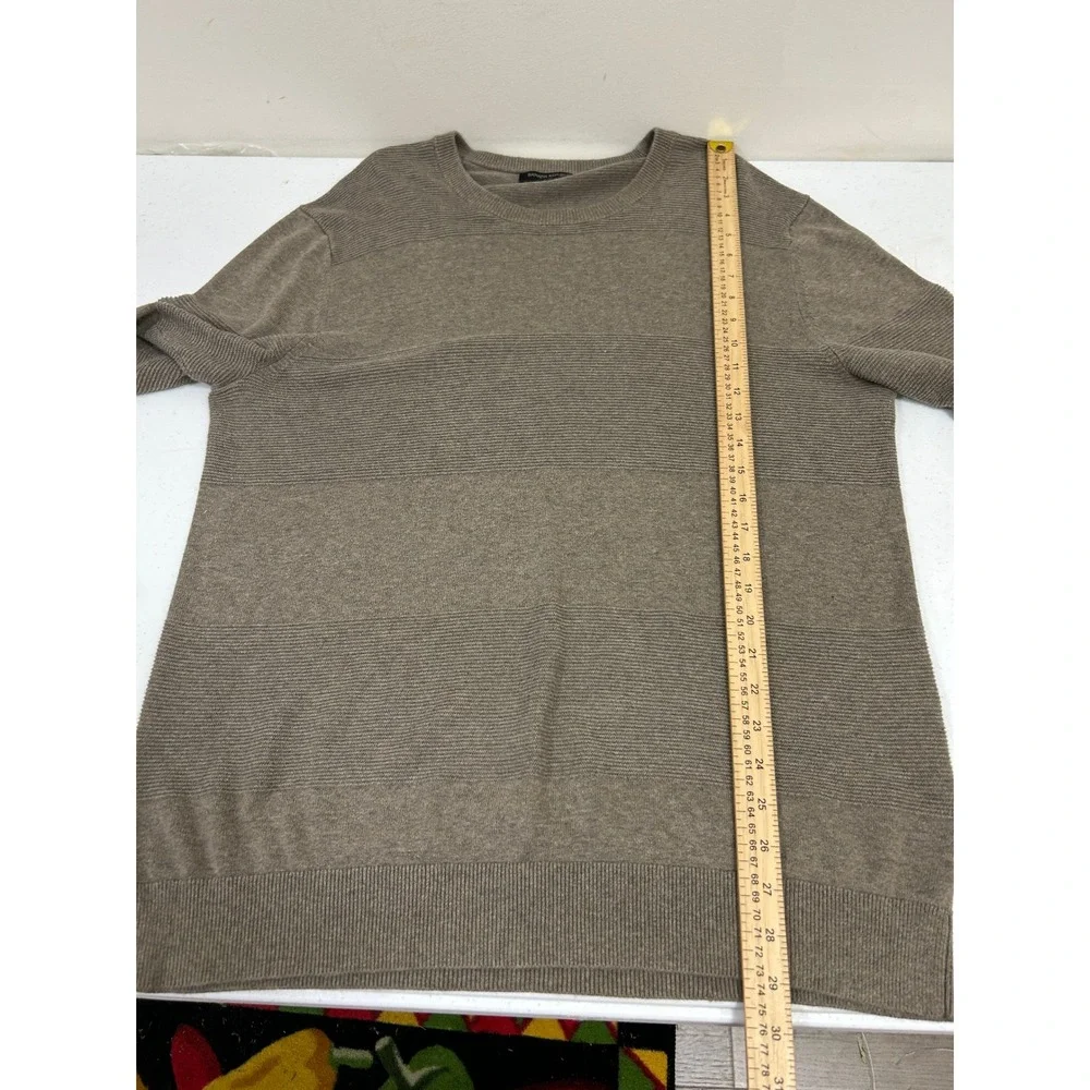 Banana Republic Mens‎ Large Grey Textured Stripe Crewneck Knit Sweater